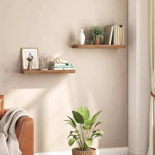 HOOBRO Floating Shelves for Wall Set of 2 236 Inch Rustic Brown