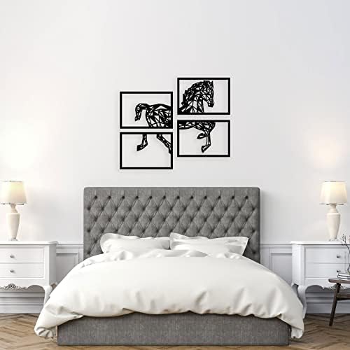 Peak Metal Wall Art 4 Panels Black
