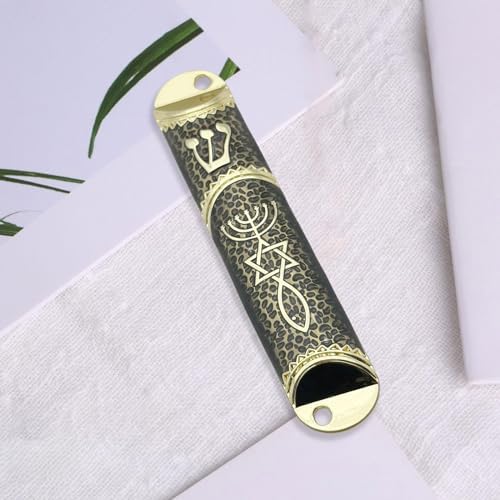 Jewish Mezuzah Case 16cm Unique Design Alloy Black
