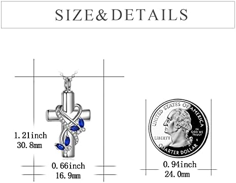 POPLYKE Urn Necklace for Ashes 925 Sterling Silver Cross Memorial Jewelry