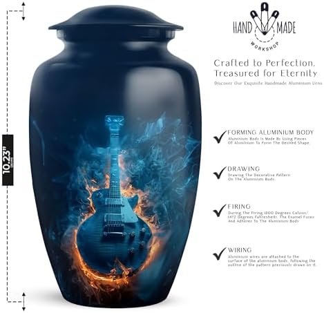 Guitar Urn for Human Ashes - Custom Blue 10 Inch