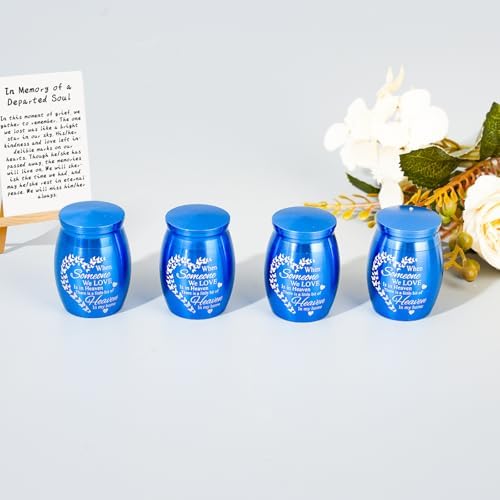 Mini Urns for Ashes Keepsake Set of 4 Blue