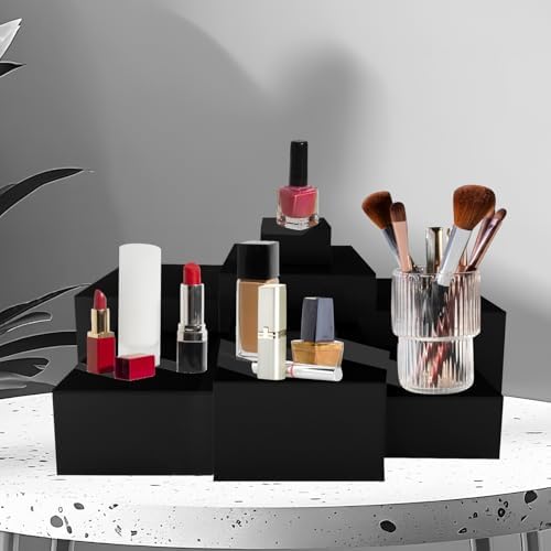 8 Pack Black Acrylic Risers for Display