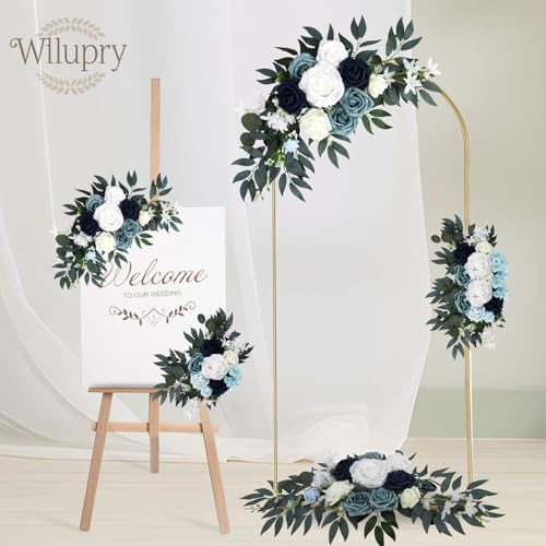 Wilupry Blue Wedding Arch Flowers 2PCS Decorative Swag