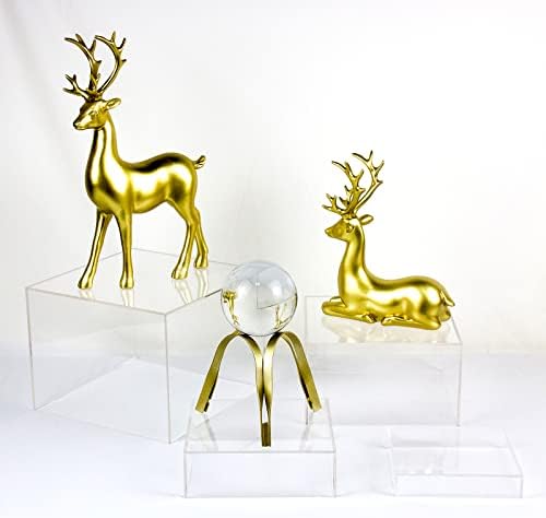Clear Acrylic Cube Display Box 4 Pcs Risers Stands