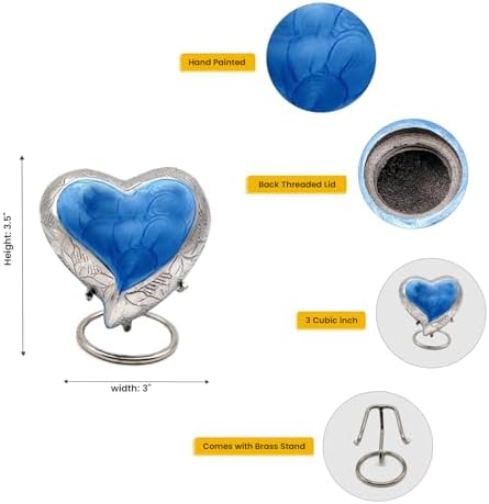 Sky Blue Heart Cremation Urn - Mini Ash Urn for Memorial Keepsake