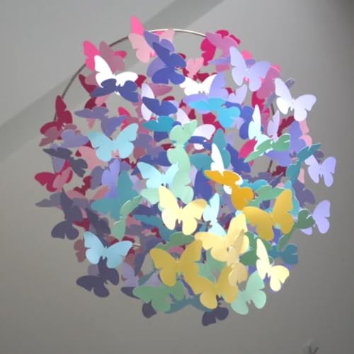 Large Pastel Rainbow Butterfly Mobile Wall Decor