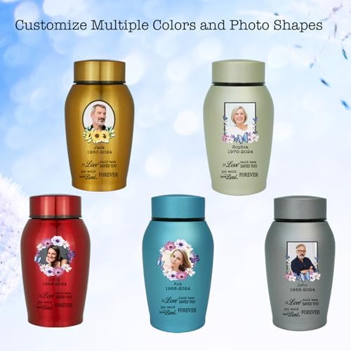 Custom Personalized Urn with Photo and Name Durable Stainless Steel Keepsake Cremation Box