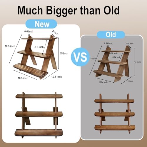 Wooden Display Riser 3-Tier Earring Ring Holder Stand