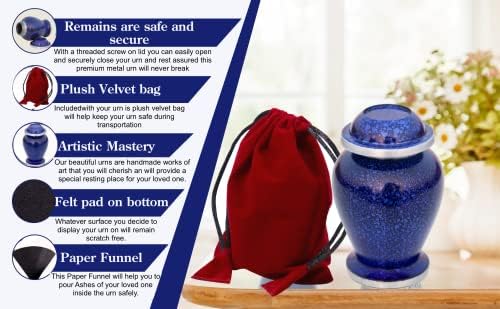 Marble Blue Small Urns for Cremation Ashes Set of 4