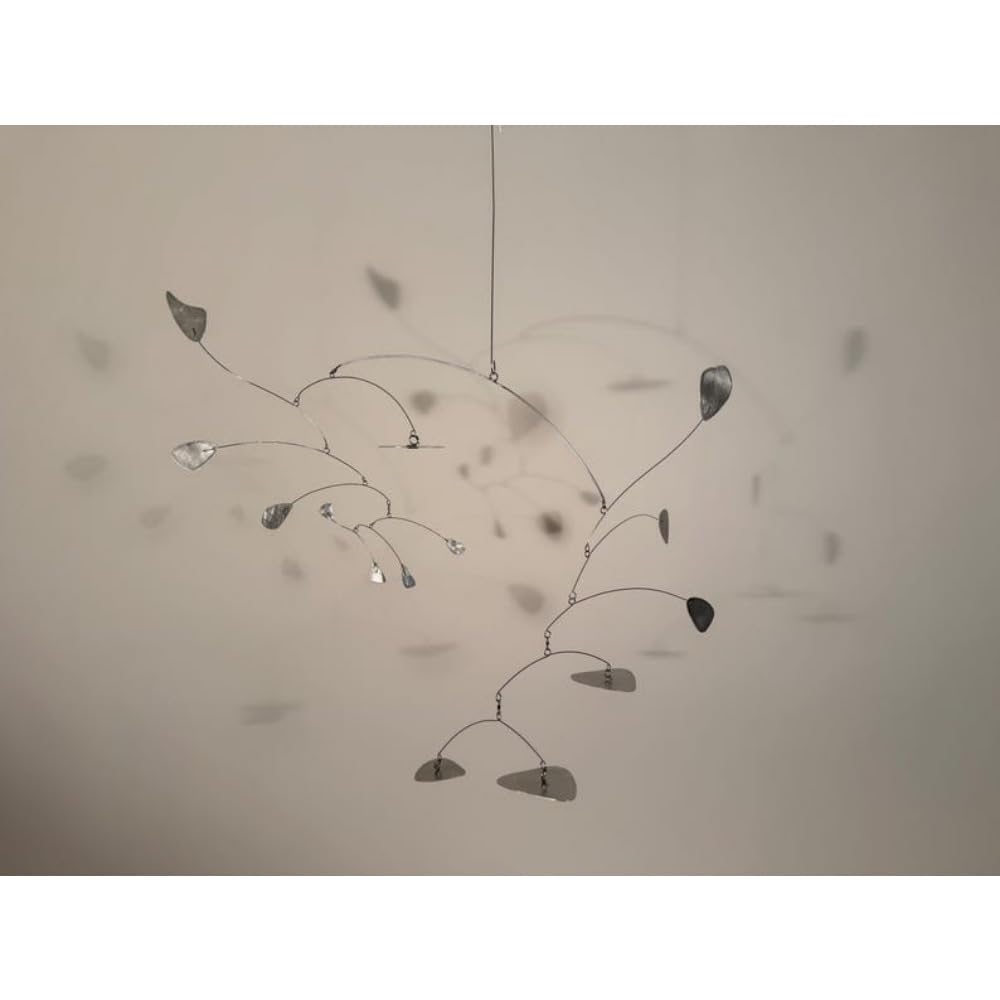 Silver Leaves Shape Mobiles Hand Painted Metal Kinetic Sculpture