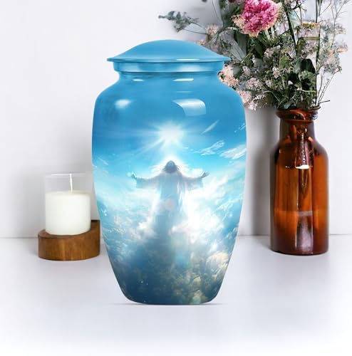 Jesus Cross Urn for Ashes - Large Velvet Bag Included