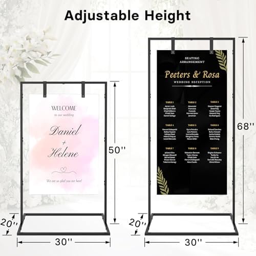 Wedding Welcome Sign Stand with Custom Design and Leather Straps