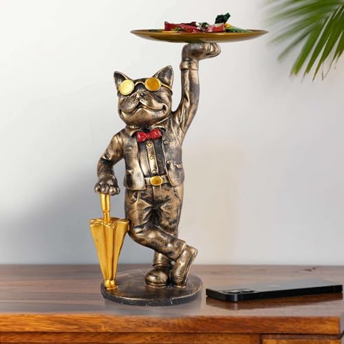 Cool Dog Sculpture with Plate for Home Decor 1