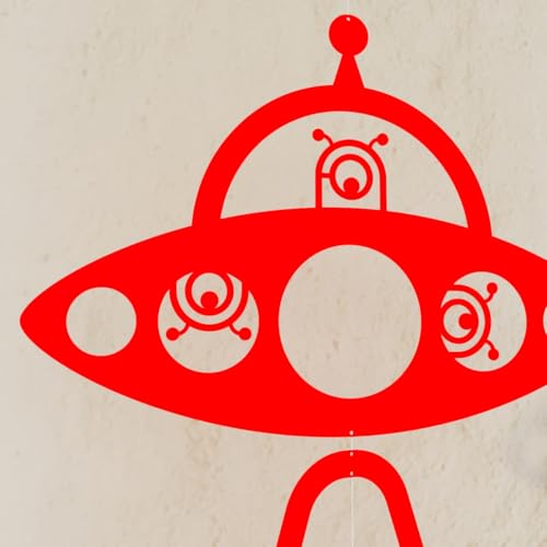 Whimsical UFO Mobile with Abducting Aliens