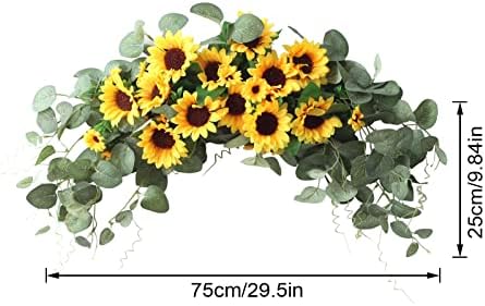 Artificial Sunflower Swag with Eucalyptus 295In Wall Arch Hanging Wreath
