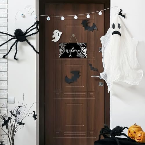 Welcome Halloween Gothic Skeleton Hands Front Door Sign
