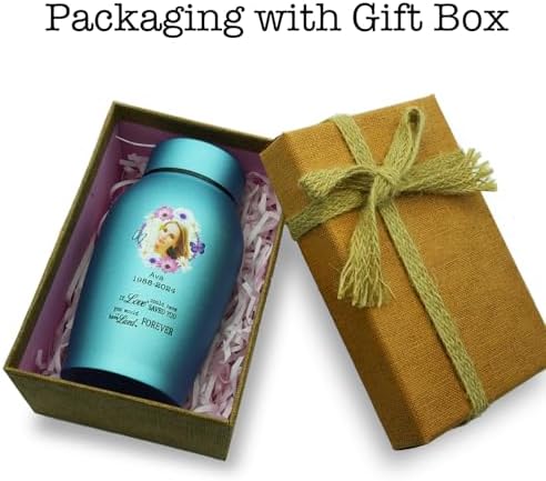 Custom Personalized Urn with Photo and Name Durable Stainless Steel Keepsake Cremation Box