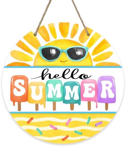 Hello Summer Sun Popsicle Sunglasses Door Sign