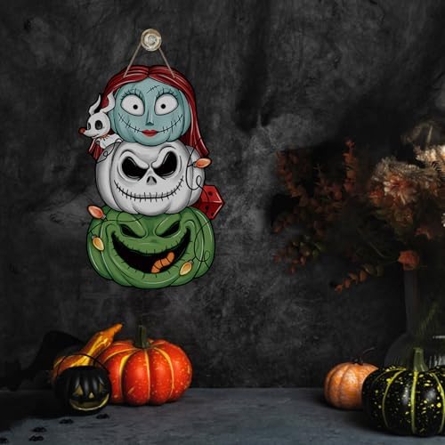 Halloween Jack Front Door Sign Funny Wood Decor