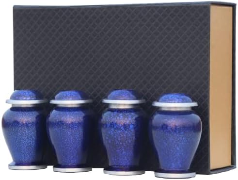 Marble Blue Small Urns for Cremation Ashes Set of 4