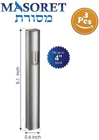 MASORET 3-Piece Aluminum Mezuzah Scroll Holder Case