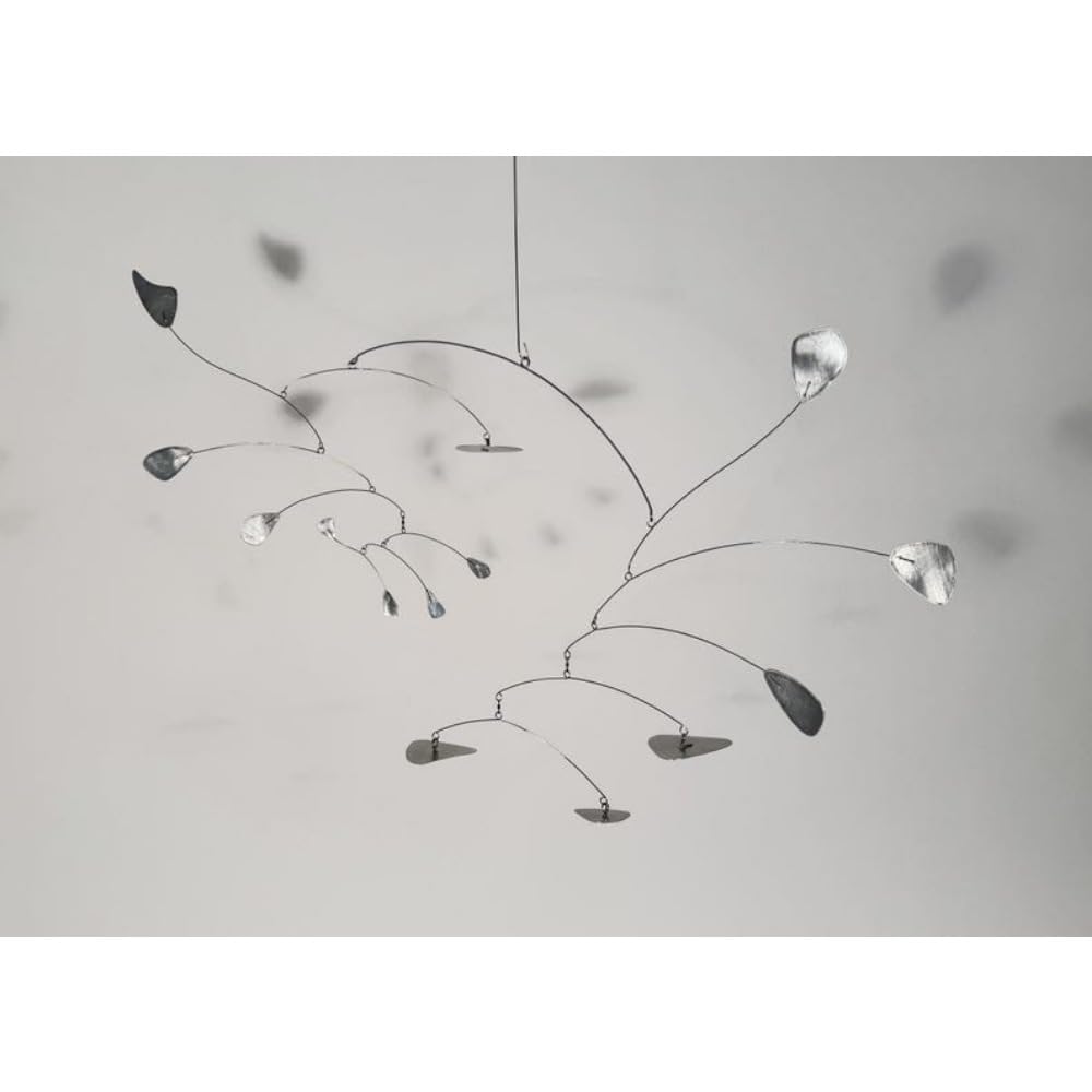 Silver Leaves Shape Mobiles Hand Painted Metal Kinetic Sculpture