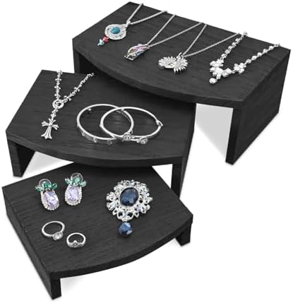 MOOCA 3-Piece Wooden Jewelry Display Risers - Black