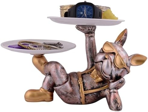 Cute Resin Cool Dog Sculpture Storage Tray
