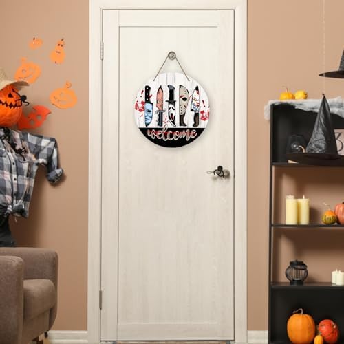 Welcome Halloween Knife Front Door Sign