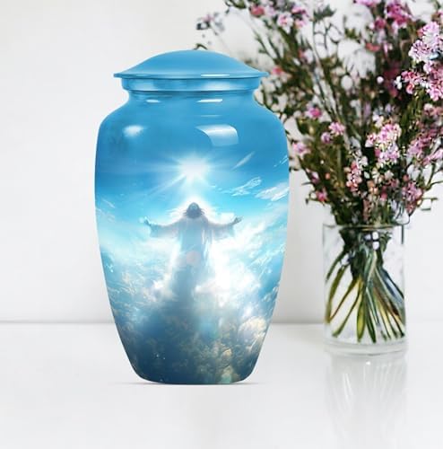 Jesus Cross Urn for Ashes - Large Velvet Bag Included
