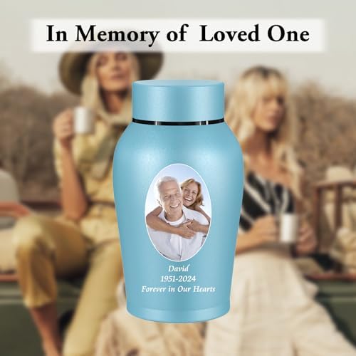 Personalized Matte Blue Urn for Human Ashes
