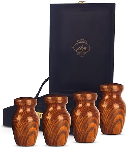 ZIYA Wooden Mini Cremation Urn Set of 4 with Velvet Case