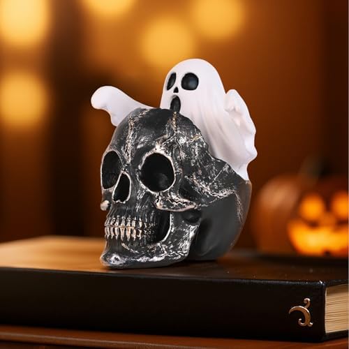 LCCCK Mini Skull with Ghost Halloween Decor Figure