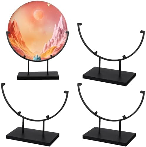 Blulu 4 Pc 12 Inch Round Metal Display Stand Black