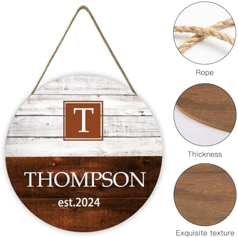 Rustic Personalized Family Name and Date Round Wood Sign