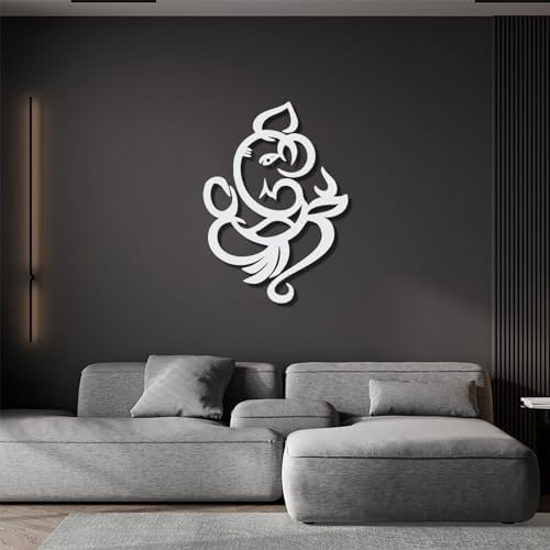 Ganesha Metal Wall Art Decor 47x34cm Black