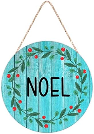 Farmhouse Door Hanger Christmas Wreath Wood Sign 12x12in