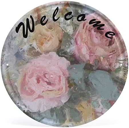Retro Pink Yellow Rose Metal Tin Sign Door Hanger