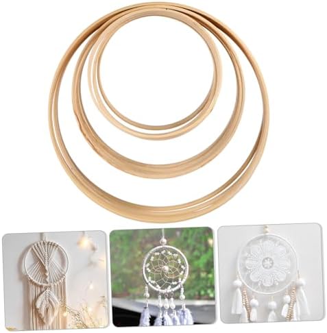 IMIKEYA Bamboo Dream Catcher Hoops 12 Craft Rings Wall Decor