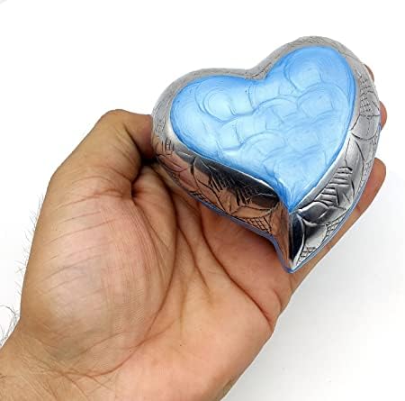 Sky Blue Heart Cremation Urn - Mini Ash Urn for Memorial Keepsake