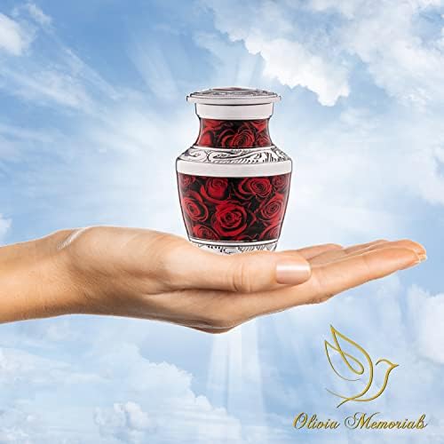 Olivia Memorials Red Roses Mini Urns Set of 4