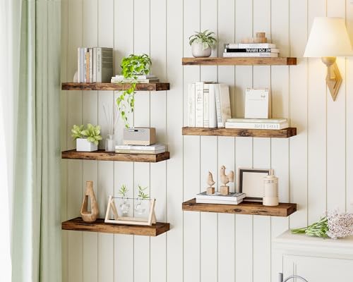 Fixwal 158 In Floating Shelves Set of 6 Rustic Brown