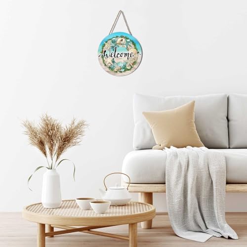 Rustic Sea Shells Welcome Wreath Door Sign