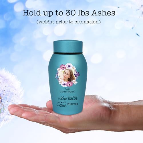 Custom Personalized Urn with Photo and Name Durable Stainless Steel Keepsake Cremation Box