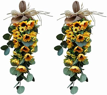 2PCS Artificial Sunflower Swag for Front Door and Wall