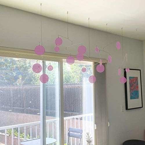Charming Clear Pink Kinetic Mobile - Mid Century Modern Decor