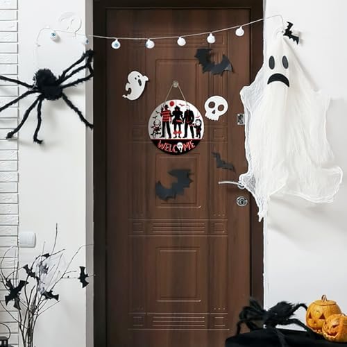 Welcome Halloween Horror Movie Characters Front Door Sign