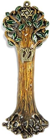 Mezuzah Case with Brass and Wooden Texture Design