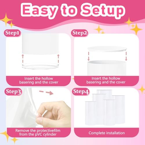 Vincidern 5PCS White Cylinder Pedestal Stand for Events